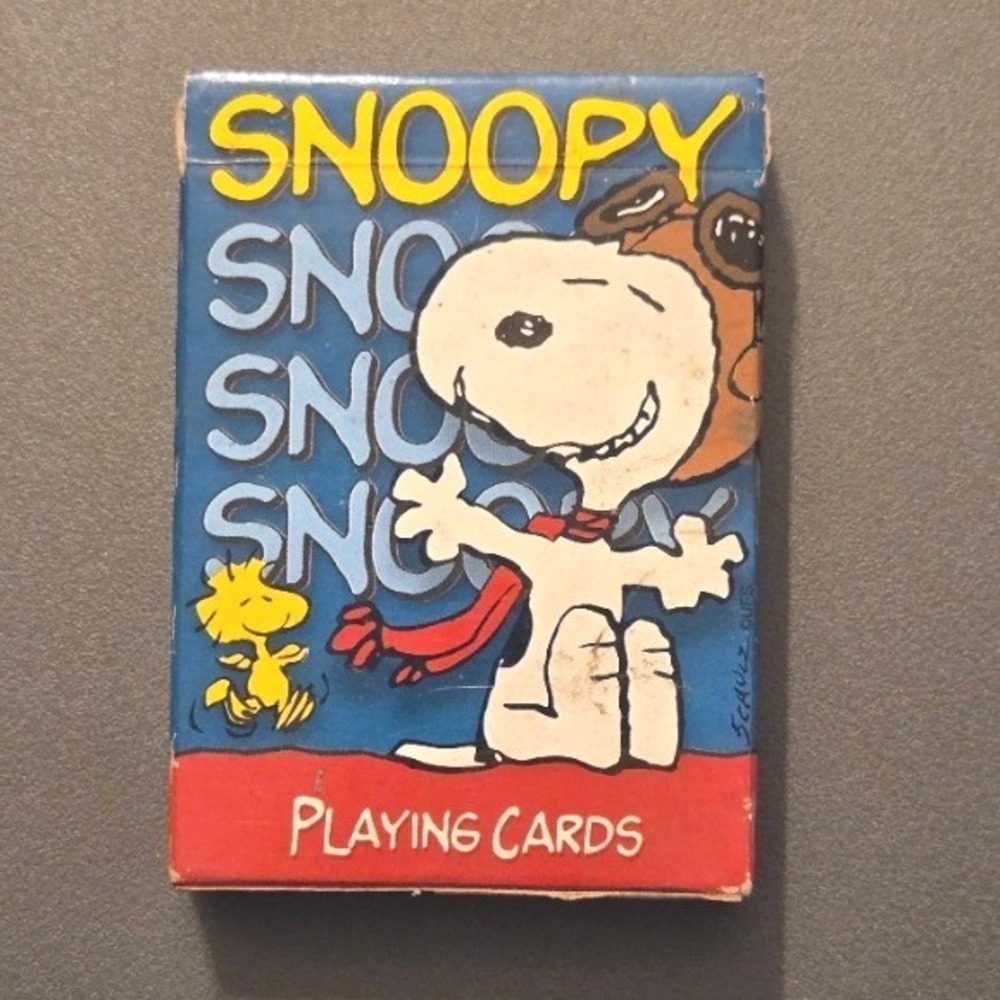 Vintage 1970s Peanuts Snoopy Flying Ace Playing Cards Deck Hoyle Boxed